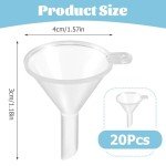 20 Mini Clear Plastic Funnels for Kitchen & Lab