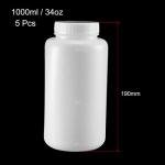 Plastic Lab Reagent Bottles 1000ml, 5 Pack
