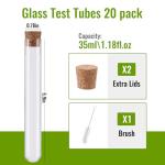 35ml Glass Test Tubes with Cork Stoppers - 20 Pack