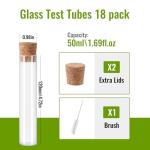 50ml Glass Test Tubes with Cork Stoppers - 18 Pack
