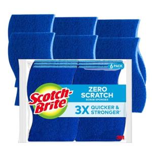 Zero Scratch Scrub Sponges, 6 Pack for Cleaning