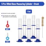 5 Pcs 100ml Graduated Borosilicate Glass Cylinders
