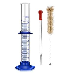 100ML Thick Glass Graduated Cylinder with Base & Brush