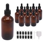 12 Pack Amber Glass Dropper Bottles 4oz