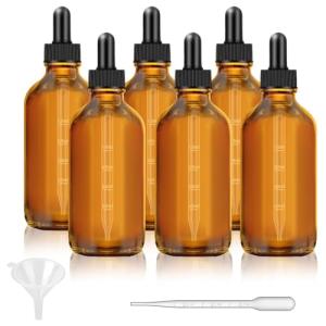 6 Pack Amber Dropper Bottles for Oils
