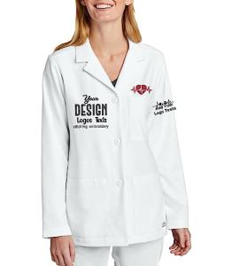 Custom Embroidered Women's Lab Coat - White