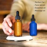 2 oz Amber & Blue Glass Dropper Bottles Set