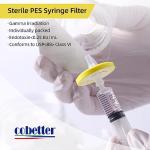 10 Pack Sterile Syringe Filters 0.22μm, Yellow