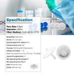 Hydrophilic PTFE Syringe Filters, 25mm, 5.0 μm - Pack of 100