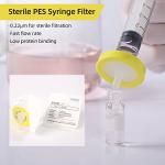 10 Pack Sterile Syringe Filters 0.22μm, Yellow