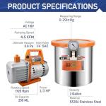 BACOENG 3 Gallon Vacuum Chamber Kit with Pump