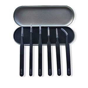 6-Piece Precision Tweezer Set for Lab & Crafts