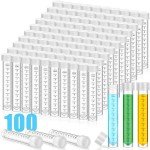 100 Pcs 10ml Clear Plastic Test Tubes with Caps