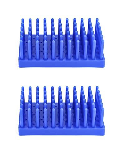 QWORK Plastic Test Tube Rack, 2 Pack, Blue