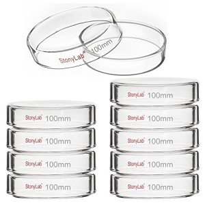 Stonylab 10-Pack Autoclavable Glass Petri Dishes