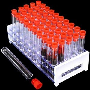 50pcs Clear Plastic Test Tubes with Rack