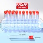 50pcs Clear Plastic Test Tubes with Rack