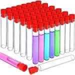 Teenitor 50pcs Clear Plastic Test Tubes with Caps