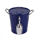 Blue Double-Wall 4L Metal Ice Bucket with Lid