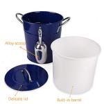 Blue Double-Wall 4L Metal Ice Bucket with Lid