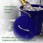 Blue Double-Wall 4L Metal Ice Bucket with Lid
