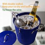 Blue Double-Wall 4L Metal Ice Bucket with Lid