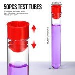 Teenitor 50pcs Clear Plastic Test Tubes with Caps