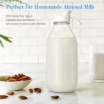 32 Oz Reusable Glass Milk Bottles with Lids