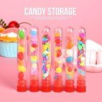 Teenitor 50pcs Clear Plastic Test Tubes with Caps