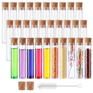 25ml Glass Test Tubes with Cork Stoppers - 30 Pack