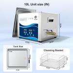 10L Ultrasonic Jewelry Cleaner with Heater & Timer