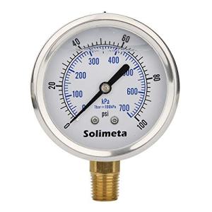 Solimeta 2.5" Oil-Filled Pressure Gauge, 0-100 PSI