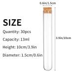 30pcs 13ml Glass Test Tubes with Cork Stoppers