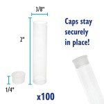 Clear Plastic Storage Tubes - 2 Inch, 100 Pack