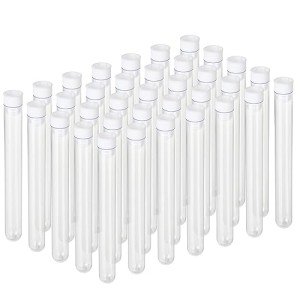 100 Pcs Clear Plastic Test Tubes with Caps