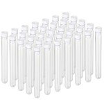 100 Pcs Clear Plastic Test Tubes with Caps