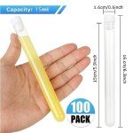100 Pcs Clear Plastic Test Tubes with Caps