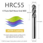 AYCHOLIZ 1/8" Ball Nose Carbide End Mill