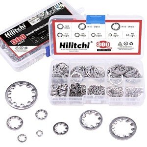 300-Pcs Stainless Steel Internal Tooth Lock Washers Set
