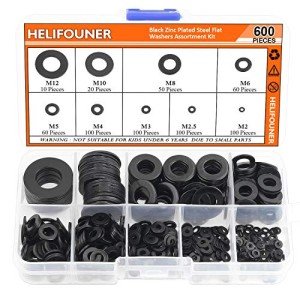 600-Piece Assorted Black Zinc Washers Kit