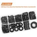 600-Piece Assorted Black Zinc Washers Kit