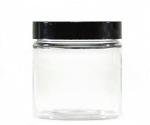 8 oz Clear Plastic Jar with Black Lid - 6 Pack