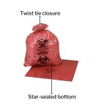 McKesson Biohazard Waste Bags, Red, 250 Count