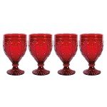 Red Ornate Goblets - Set of 4 Glassware