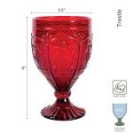 Red Ornate Goblets - Set of 4 Glassware