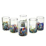 Multicolor Hand Blown Glass Water Glasses Set
