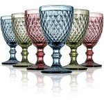 ZOOFOX 10 oz Colored Glass Goblet Set of 6
