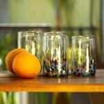 Multicolor Hand Blown Glass Water Glasses Set