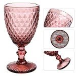 ZOOFOX 10 oz Colored Glass Goblet Set of 6