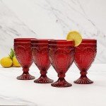 Red Ornate Goblets - Set of 4 Glassware